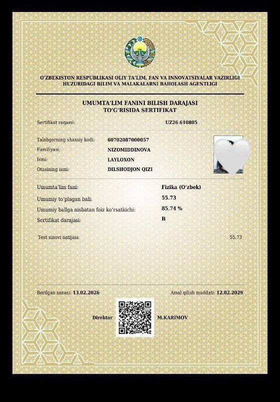 Nizomiddinova Layloxon