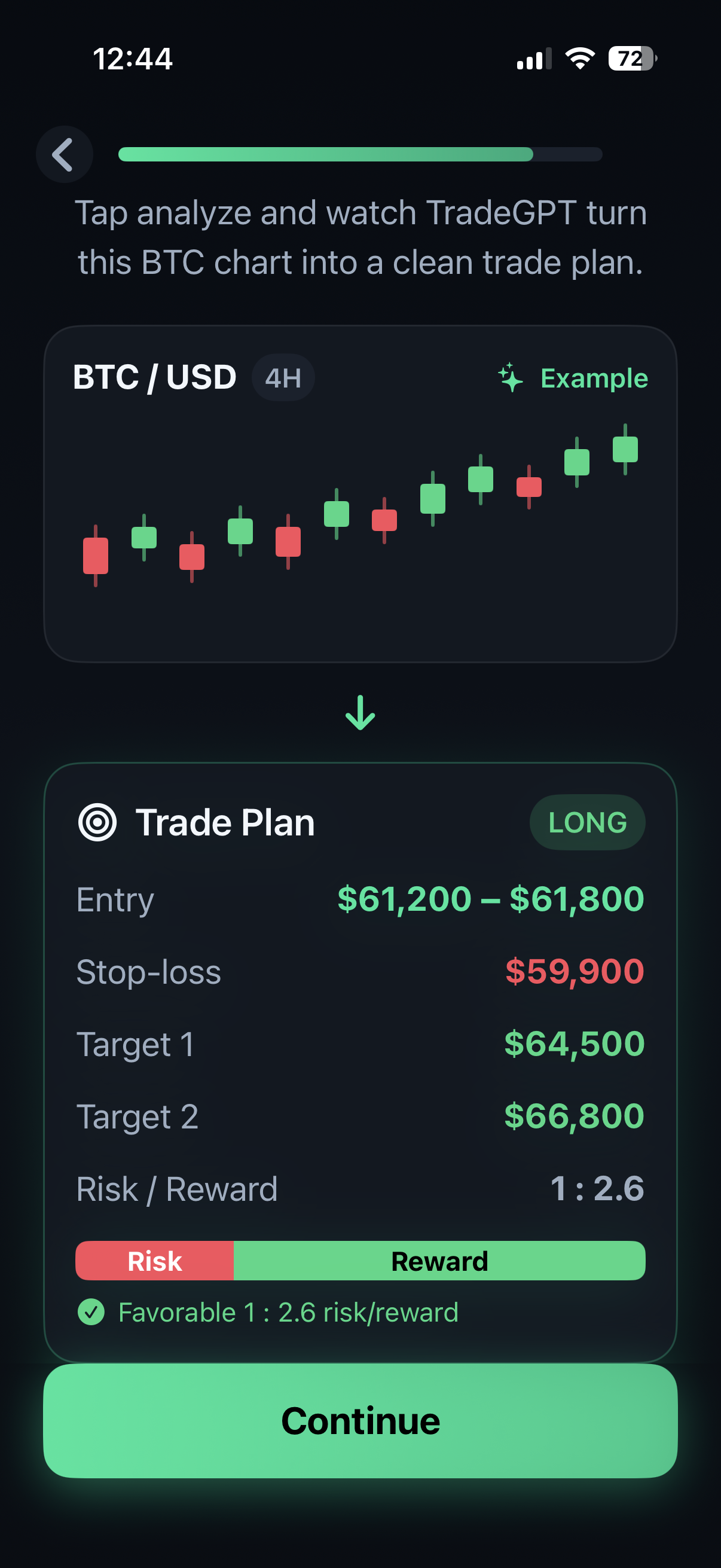 TradeGPT app demo, looping silent video