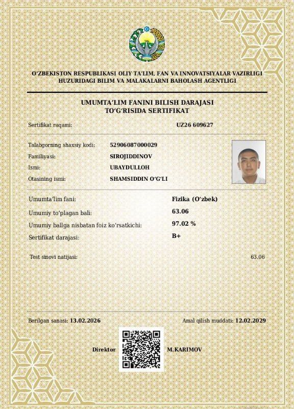 Sirojiddinov Ubaydulloh